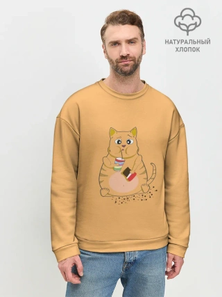 Мужской свитшот базовый / РЫЖИЙ КОТ ТОЛСТЯК