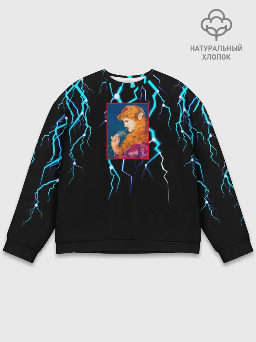 Мужской свитшот базовый / МОЛНИИ ДЕВУШКА ЦВЕТЫ