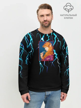 Мужской свитшот базовый / МОЛНИИ ДЕВУШКА ЦВЕТЫ