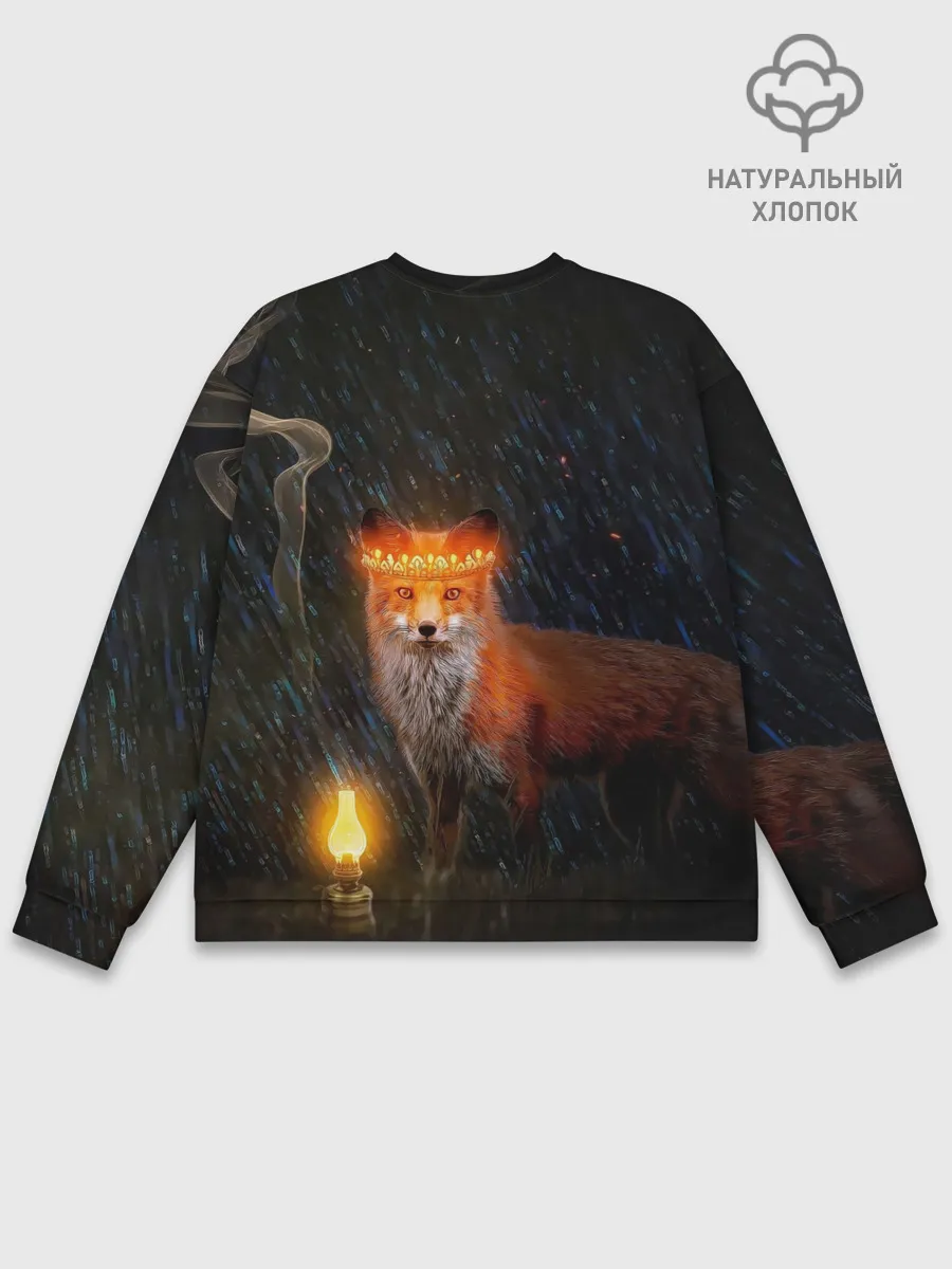 Мужской свитшот базовый / Лиса с огненной короной