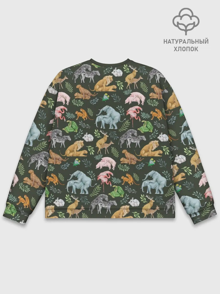 Мужской свитшот базовый / Дикие Звери Паттерн