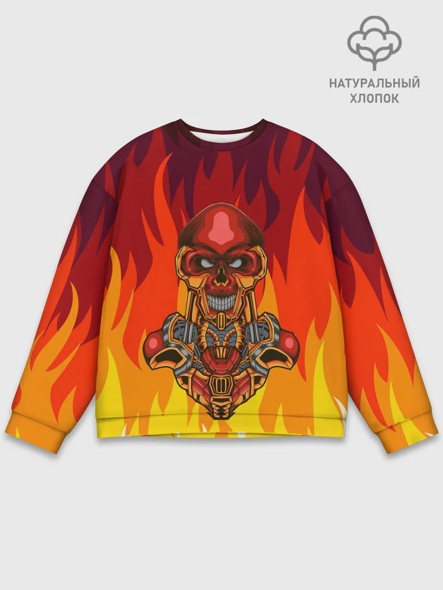 Мужской свитшот базовый / Меха скелет | Steampunk Fire