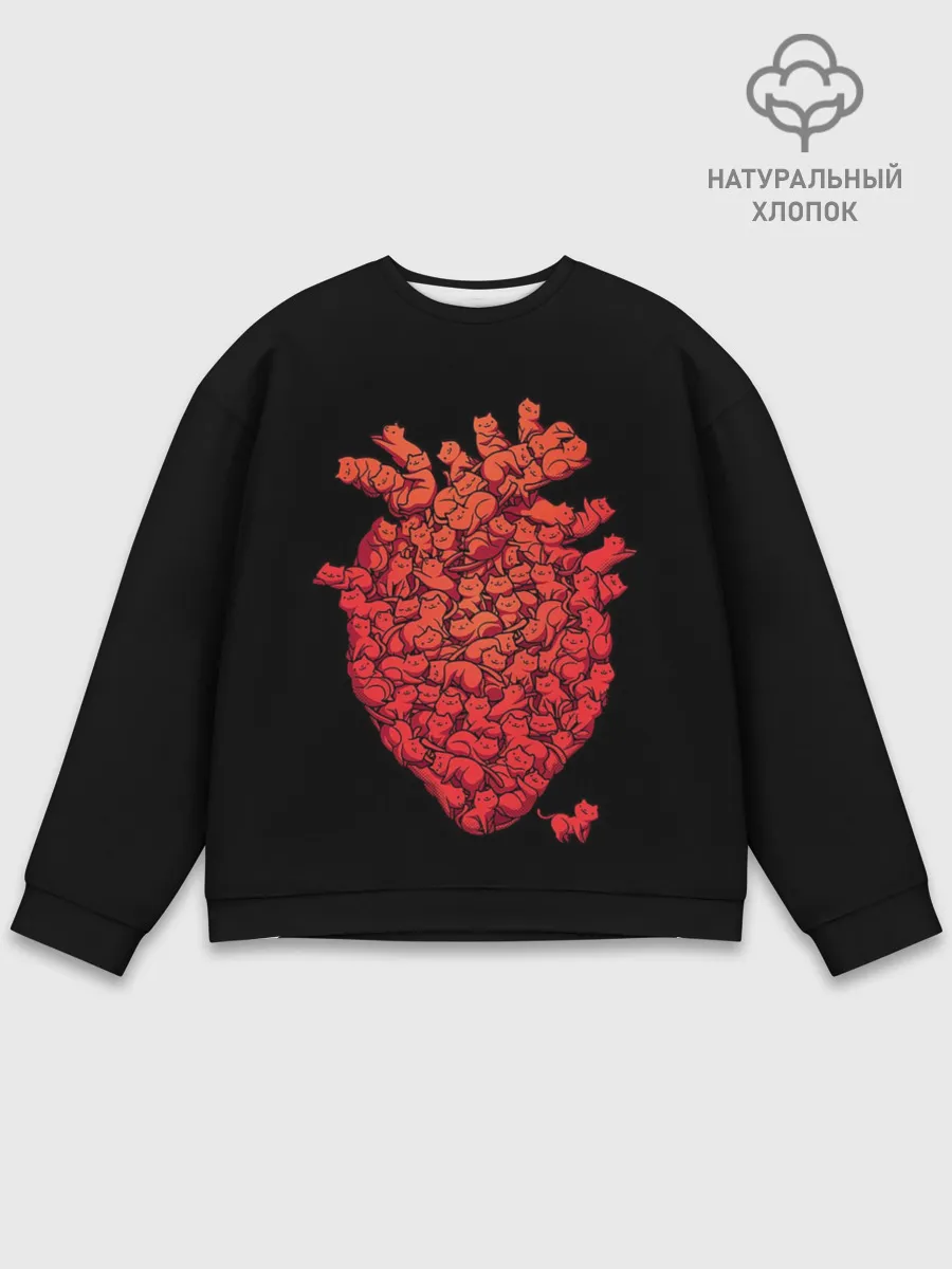 Мужской свитшот базовый / Сердце Из Котиков