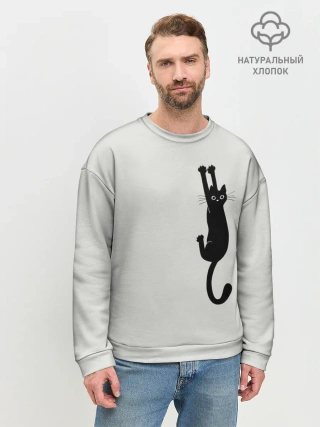 Мужской свитшот базовый / Испуганный кот