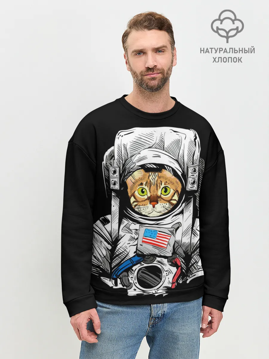 Мужской свитшот базовый / Кот Космонавт