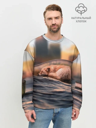 Мужской свитшот базовый / Лисенок в бутылке