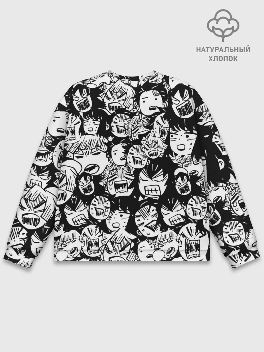 Мужской свитшот базовый / DEMON SLAYER / ЛИЦА / УЗОР