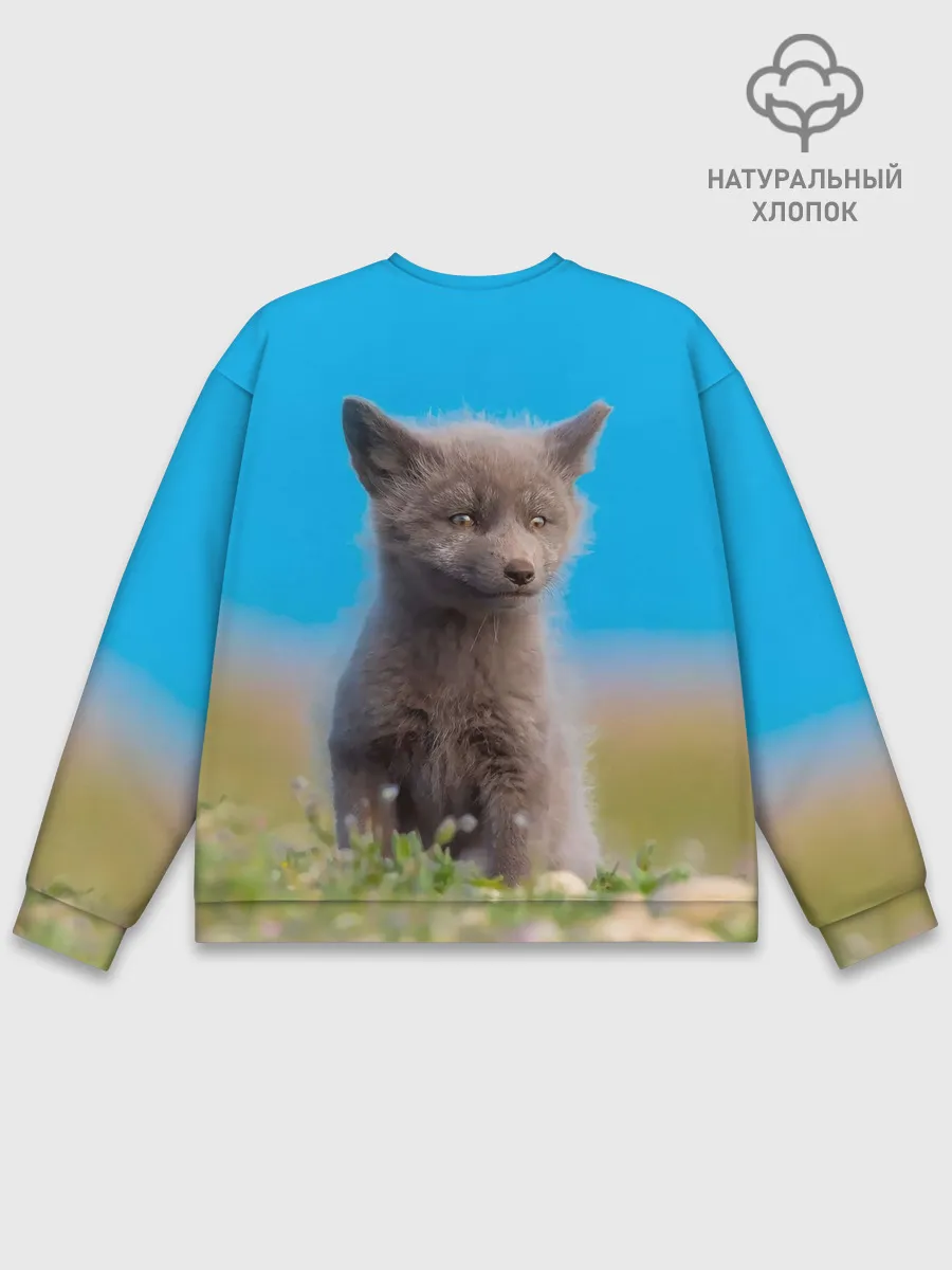 Мужской свитшот базовый / Смешной лисенок