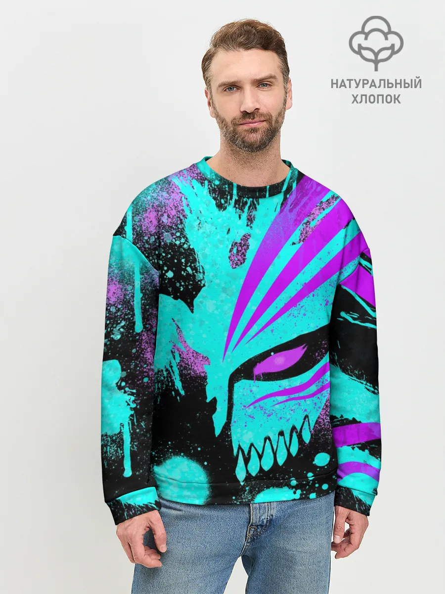Мужской свитшот базовый / БЛИЧ МАСКА ПУСТОГО НЕОН
