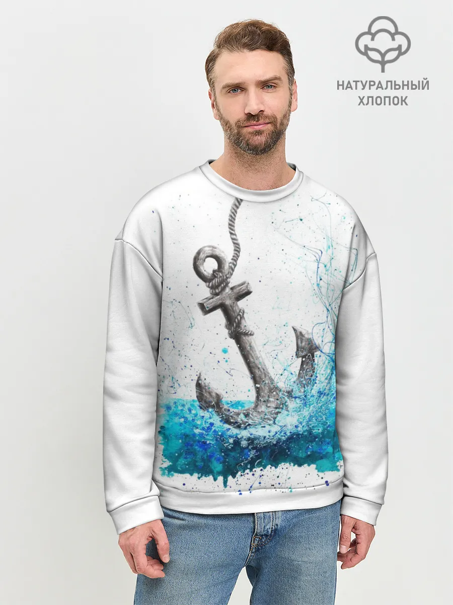 Мужской свитшот базовый / Якорь На Холсте