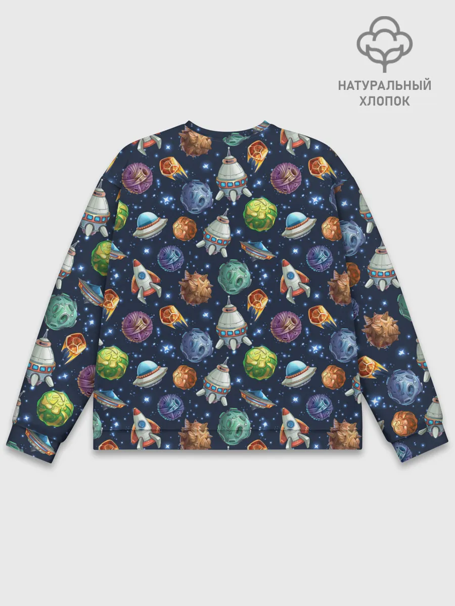Мужской свитшот базовый / Мультяшные планеты