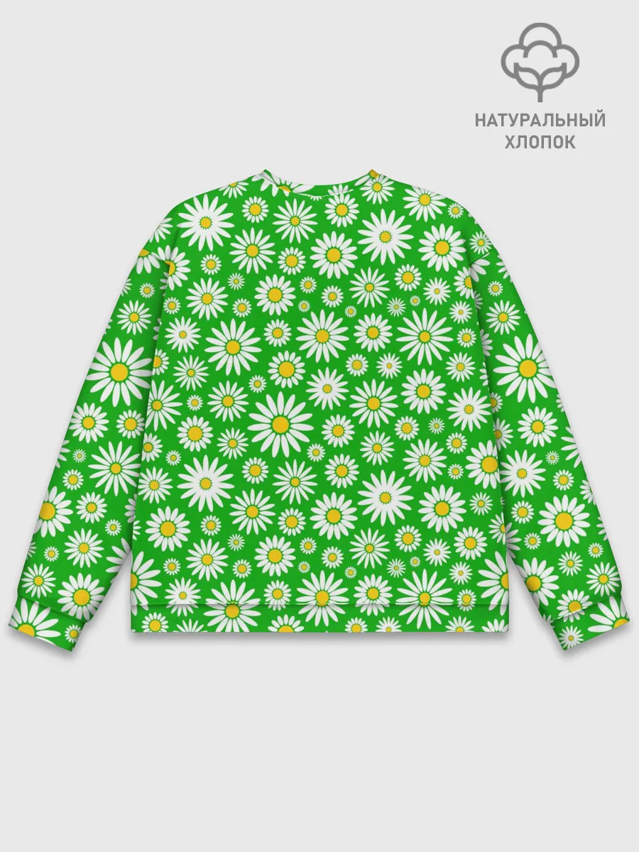 Мужской свитшот базовый / Ромашки на зелёном фоне