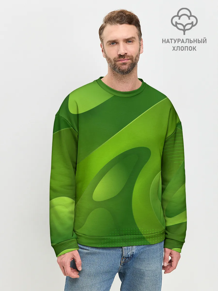 Мужской свитшот базовый / 3d Green abstract