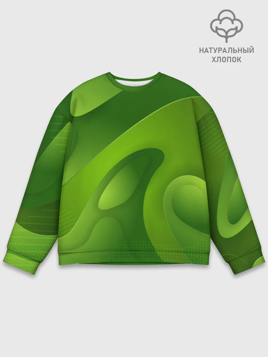 Мужской свитшот базовый / 3d Green abstract