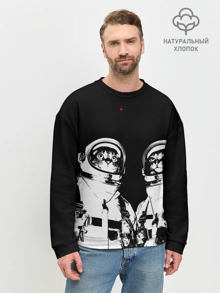 Мужской свитшот базовый / Коты Космонавты