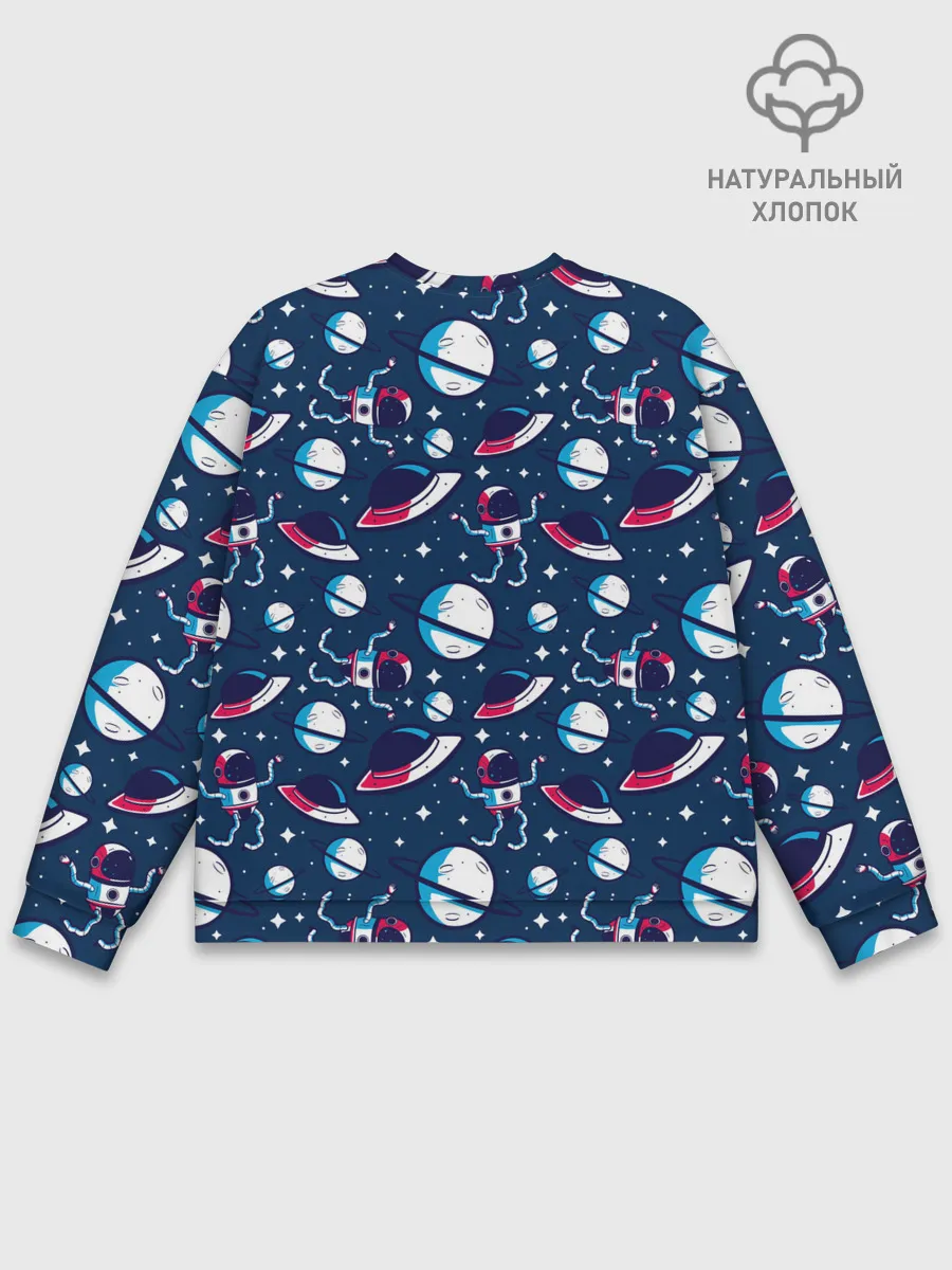 Мужской свитшот базовый / Космонавты, планеты и нло