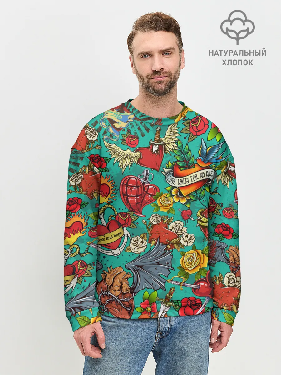 Мужской свитшот базовый / Дела сердечные tattoo