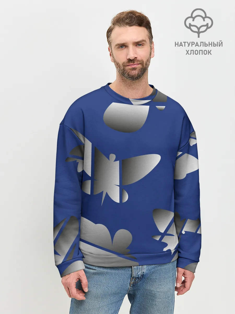 Мужской свитшот базовый / градиентные бабочки