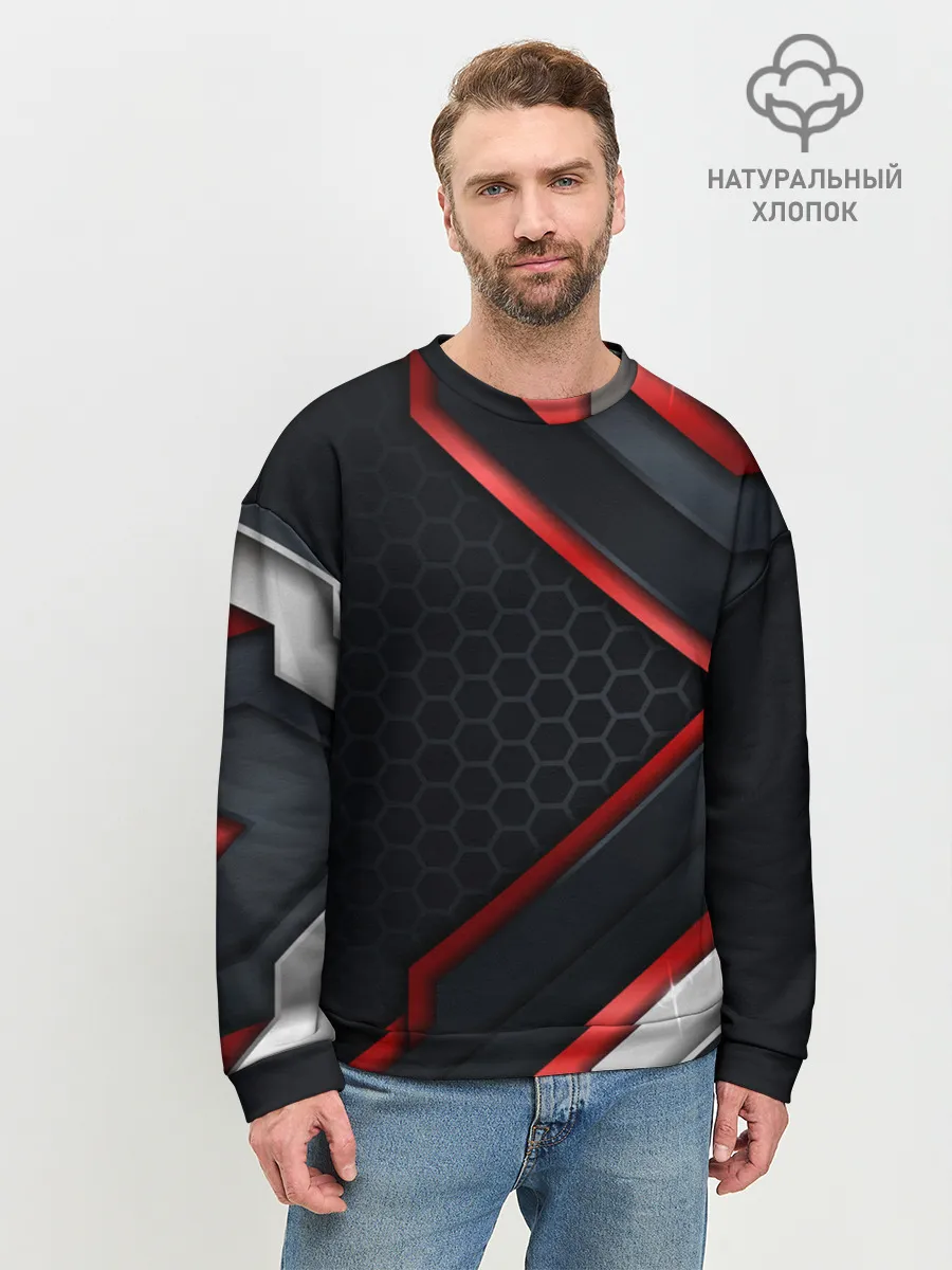 Мужской свитшот базовый / luxury Black 3D СОТЫ