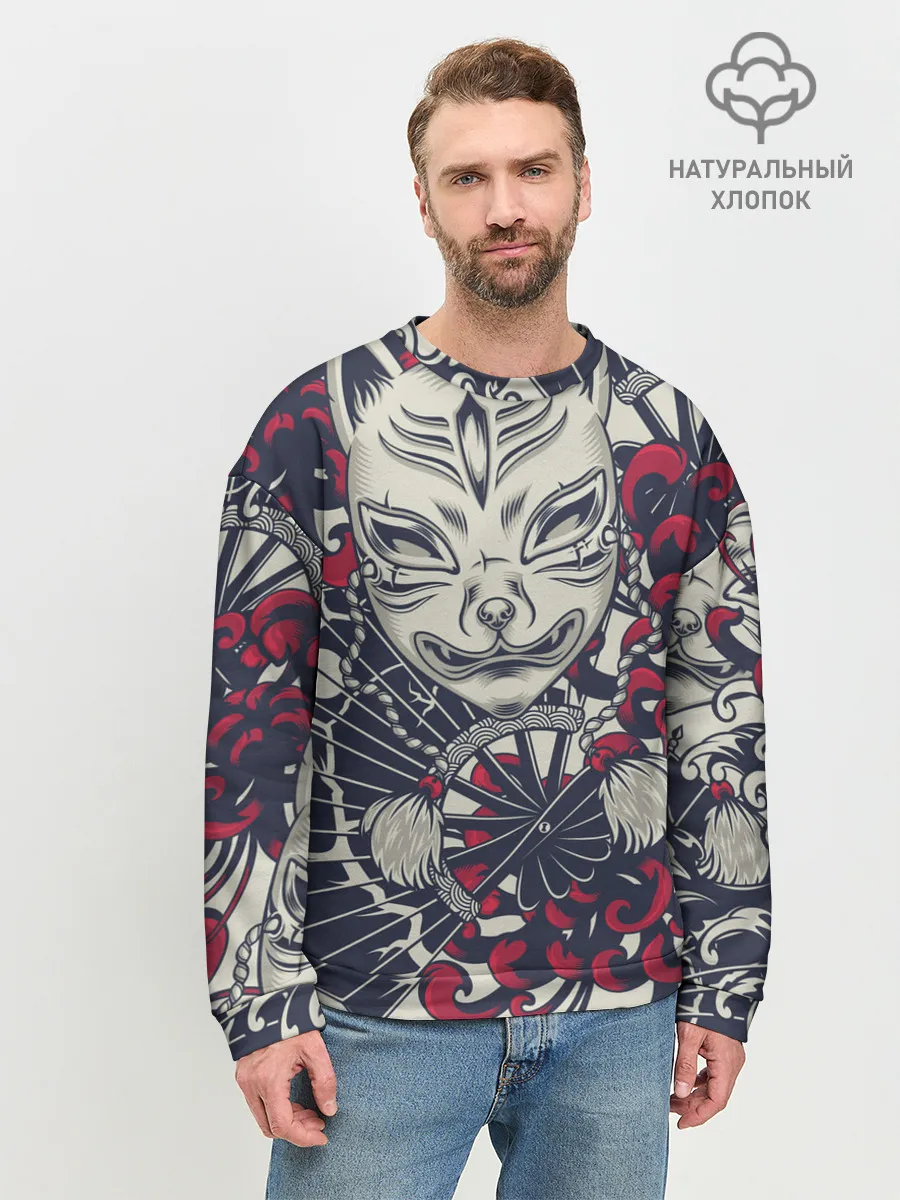 Мужской свитшот базовый / Кицунэ | Маска лисы