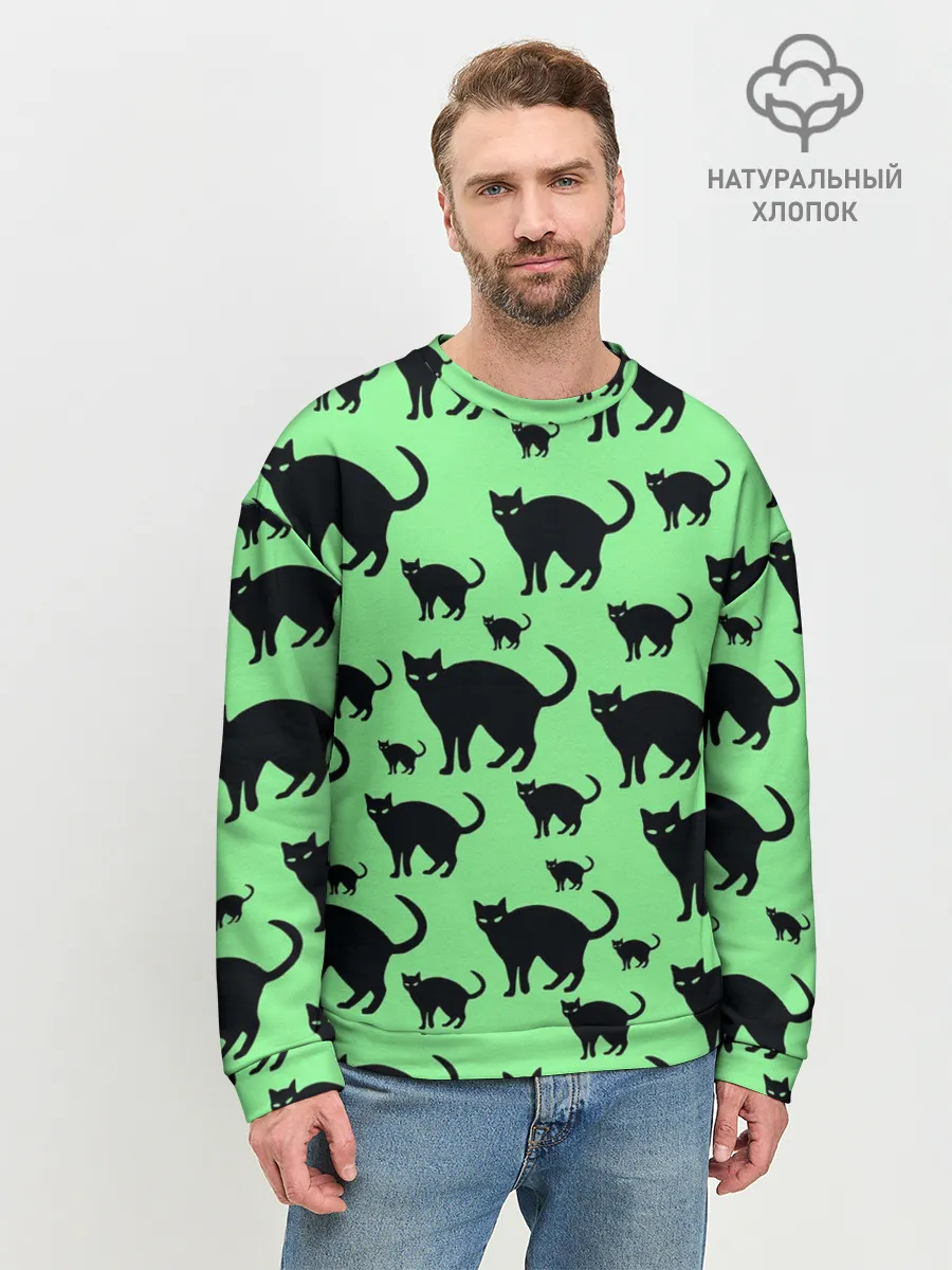 Мужской свитшот базовый / Кошачий фон