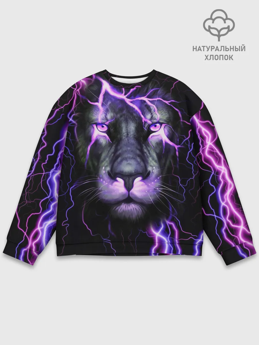 Мужской свитшот базовый / НЕОНОВЫЙ ЛЕВ / NEON LION