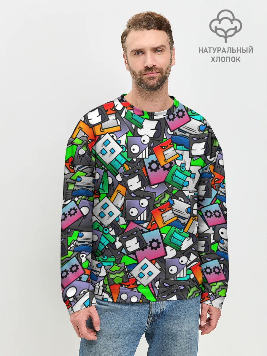 Мужской свитшот базовый / Geometry Dash | Pattern