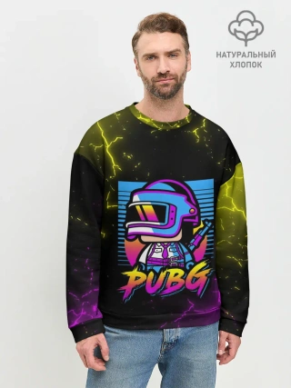Мужской свитшот базовый / PUBG RETRO NEON / ПАБГ НЕОН