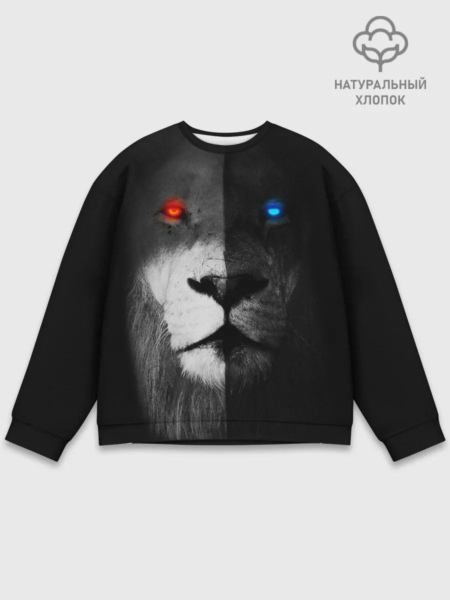 Мужской свитшот базовый / ЛЕВ - НЕОНОВЫЕ ГЛАЗА