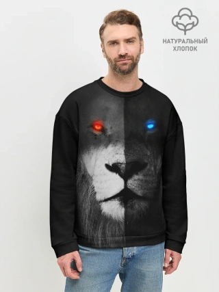 Мужской свитшот базовый / ЛЕВ - НЕОНОВЫЕ ГЛАЗА