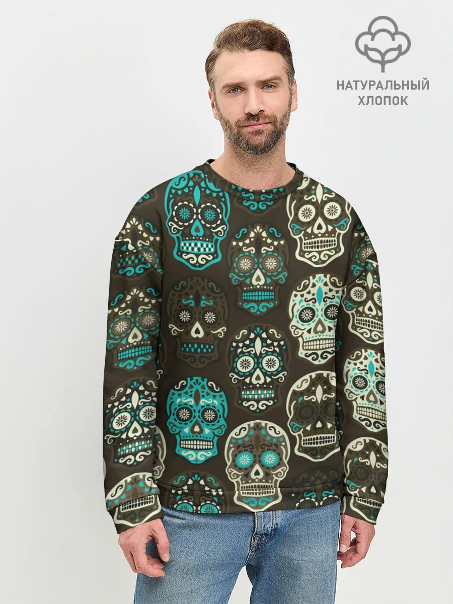 Мужской свитшот базовый / Черепа с узорами