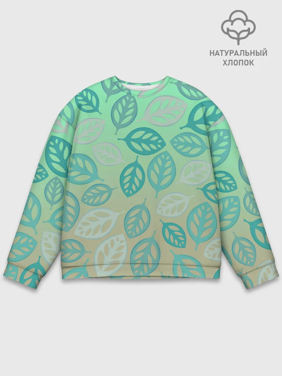Мужской свитшот базовый / узор из листиков