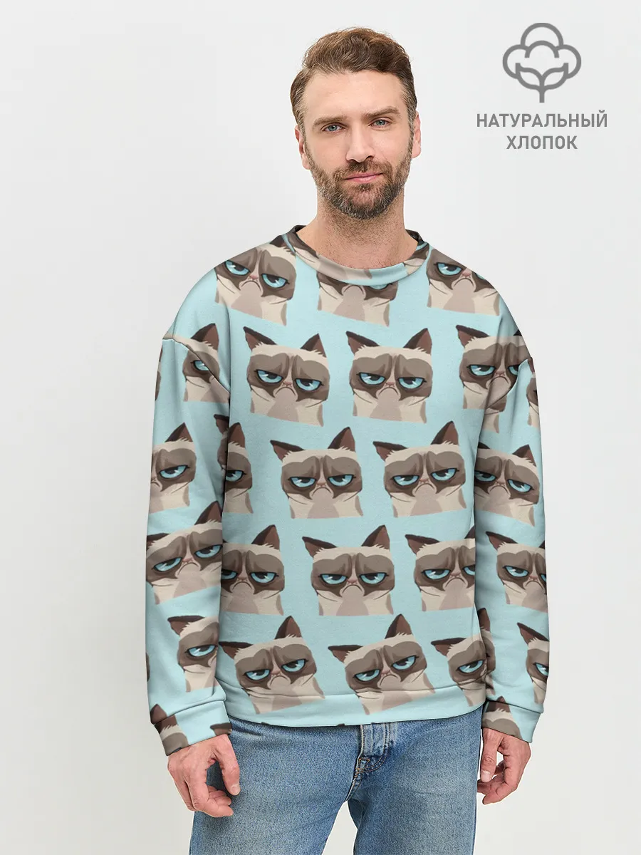 Мужской свитшот базовый / Грустный котик