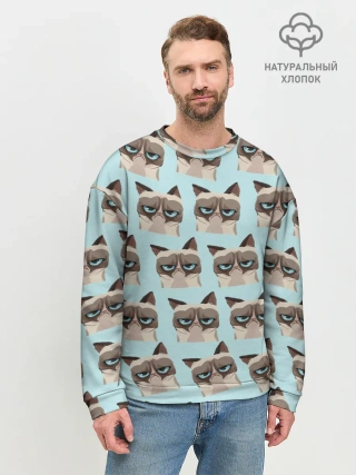 Мужской свитшот базовый / Грустный котик