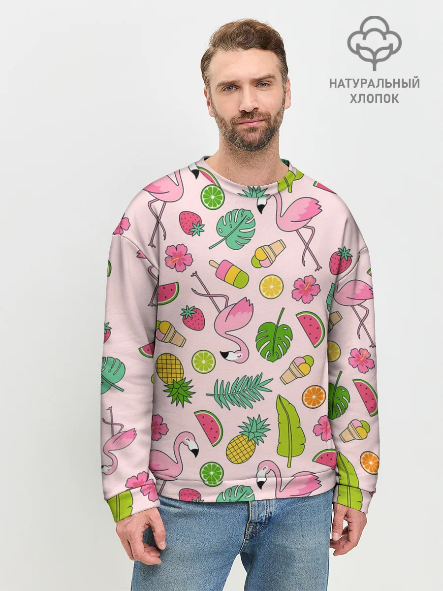 Мужской свитшот базовый / Фламинго | Лето