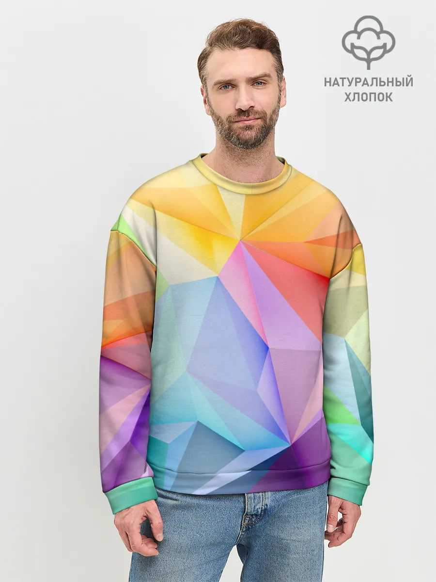 Мужской свитшот базовый / Радужная геометрия