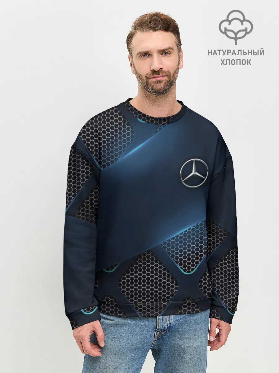 Мужской свитшот базовый / MERCEDES BENZ | 3D Geometry 3Д