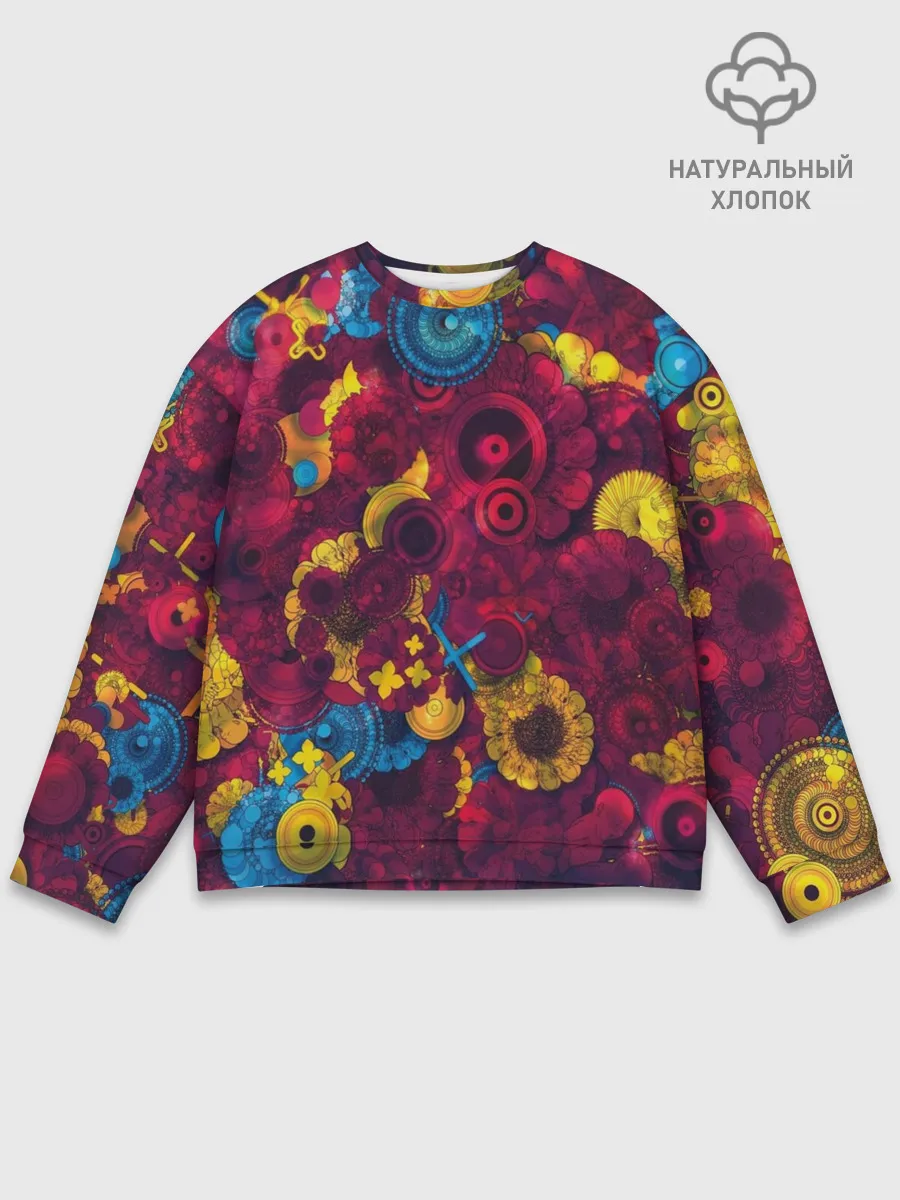 Мужской свитшот базовый / Цветы - шестеренки