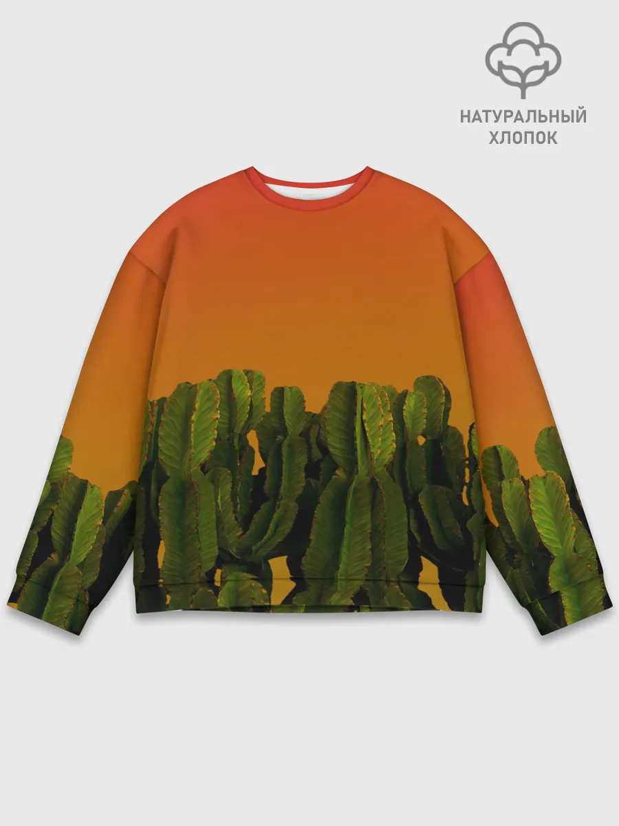 Мужской свитшот базовый / Кактусы на закате