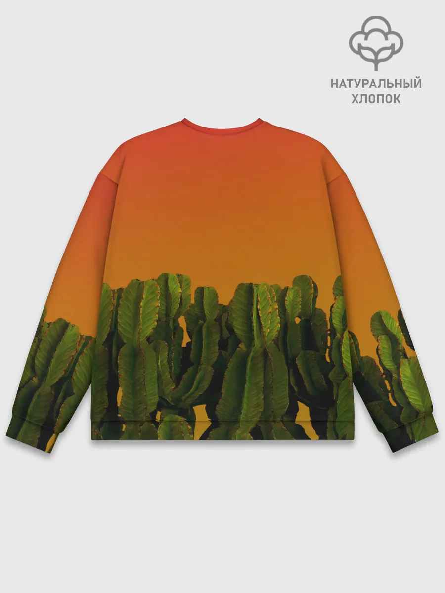 Мужской свитшот базовый / Кактусы на закате