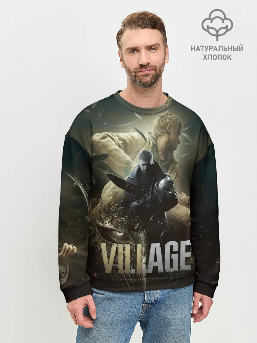 Мужской свитшот базовый / Итан,Крис и деревня RE8