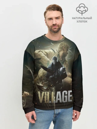 Мужской свитшот базовый / Итан,Крис и деревня RE8