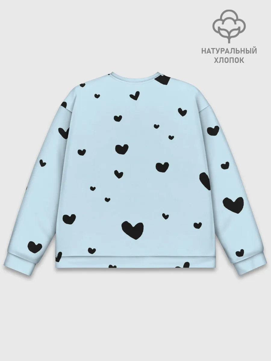 Мужской свитшот базовый / Танджиро Камадо черные сердечки