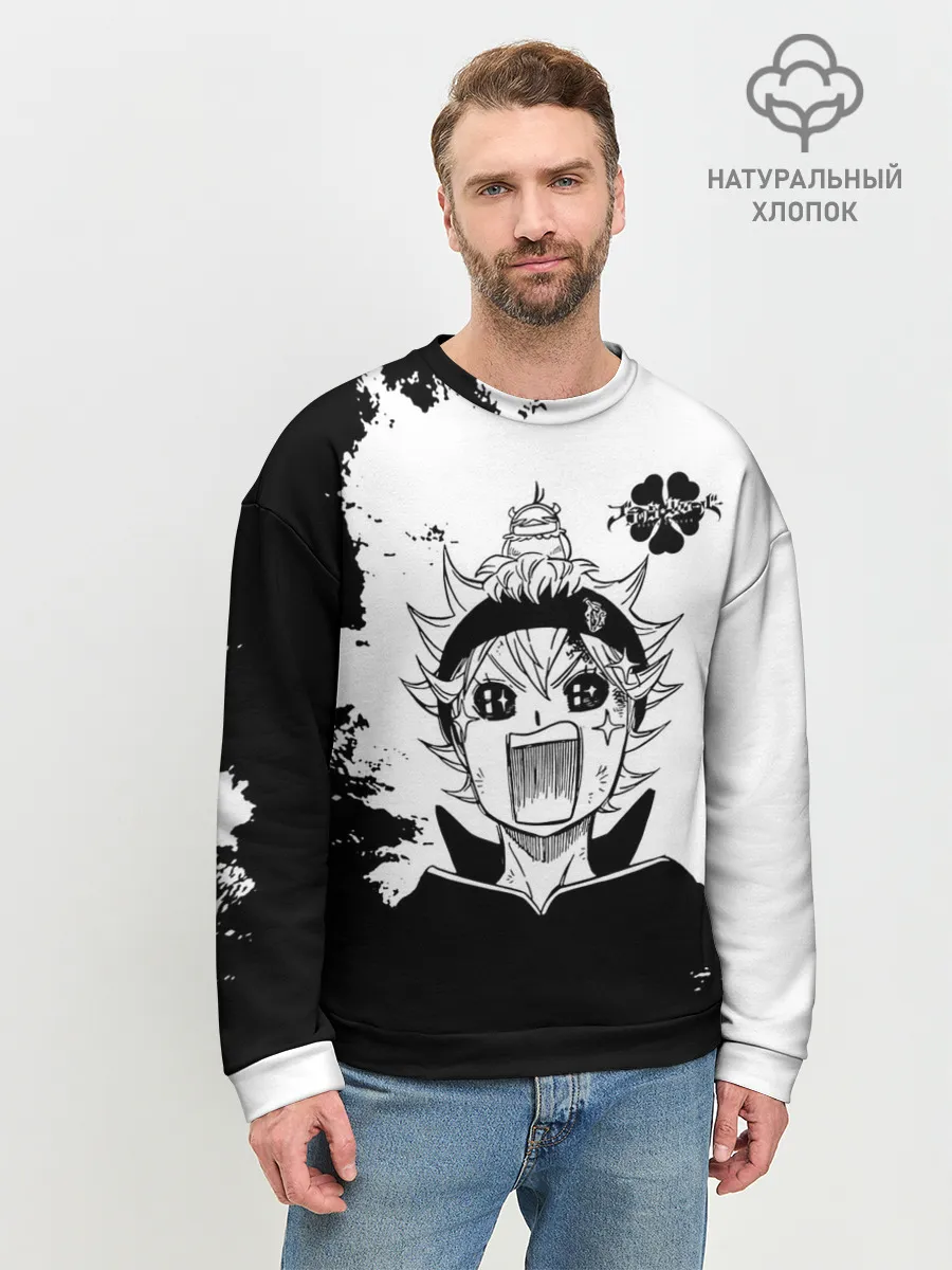 Мужской свитшот базовый / Чёрный клевер кричащий Аста