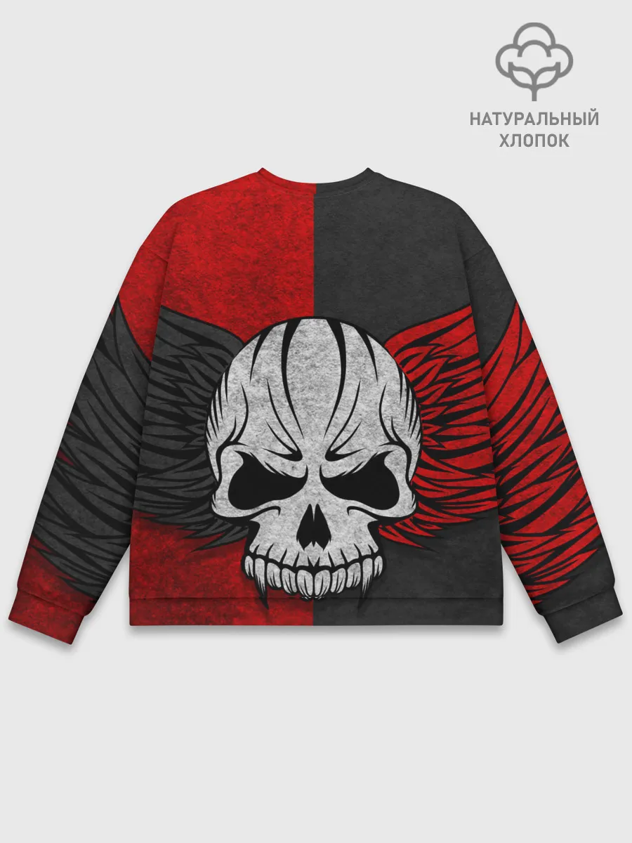 Мужской свитшот базовый / Крылатый череп 3D