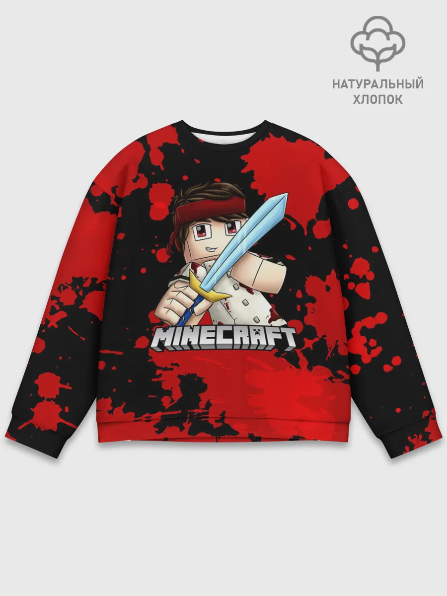 Мужской свитшот базовый / Стив с мечом Minecraft