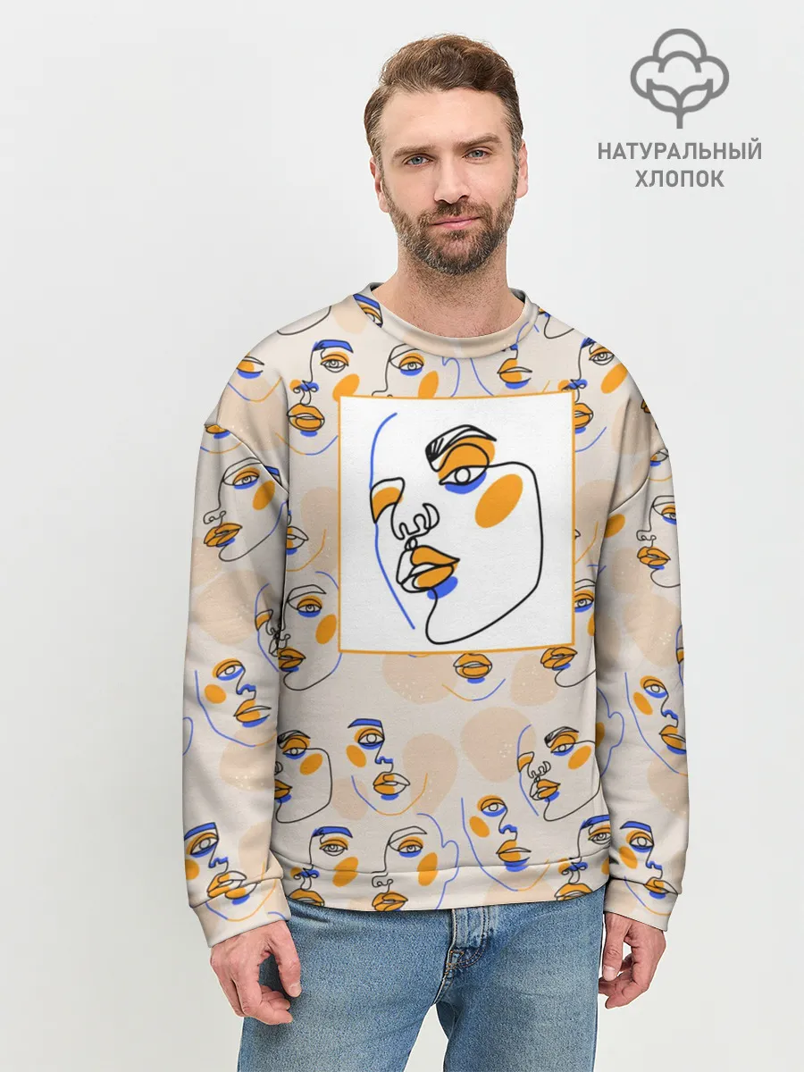 Мужской свитшот базовый / Лица в графике