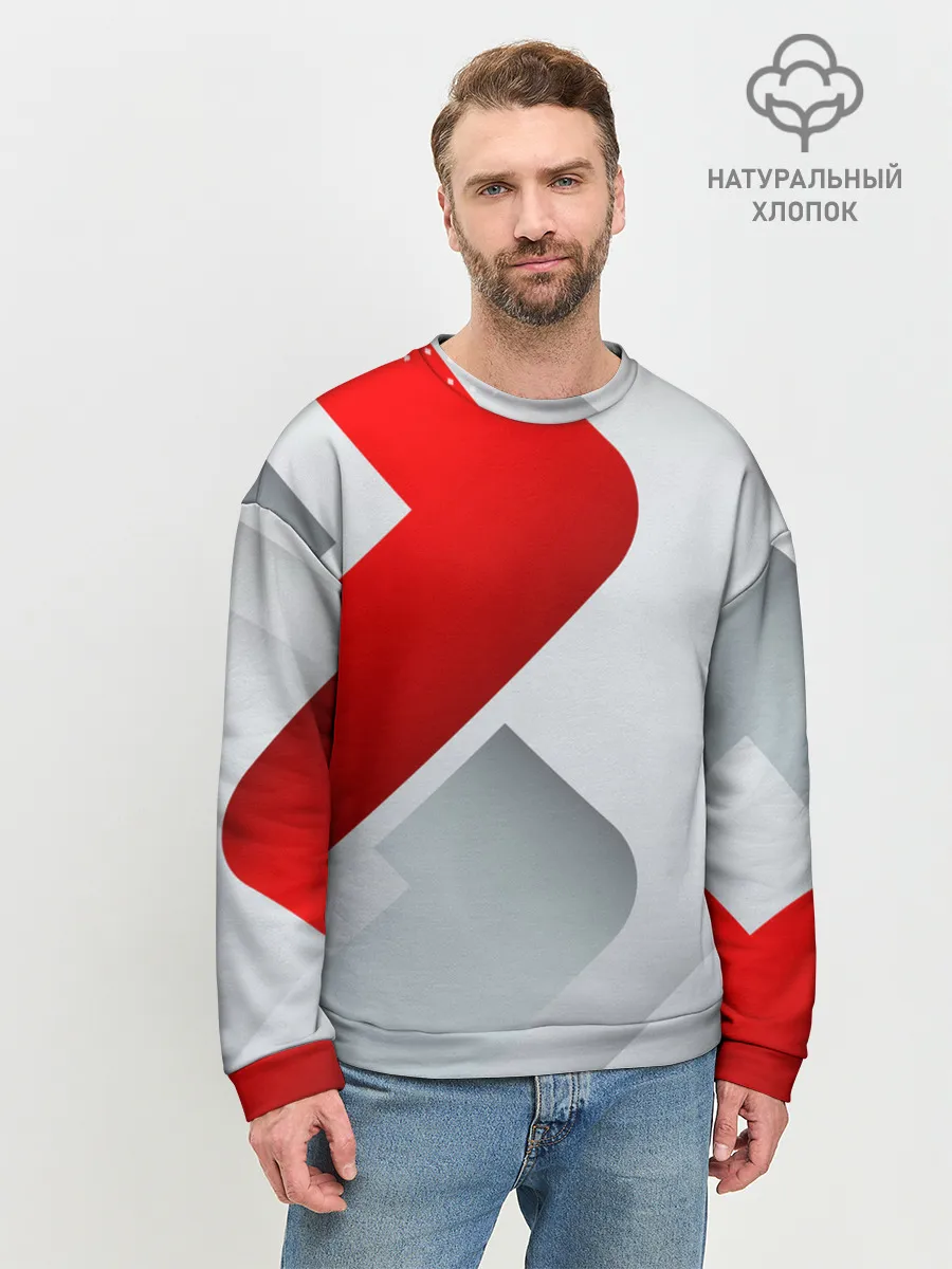 Мужской свитшот базовый / 3D SPORT STYLE RED / WHITE
