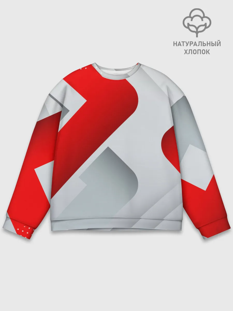 Мужской свитшот базовый / 3D SPORT STYLE RED / WHITE