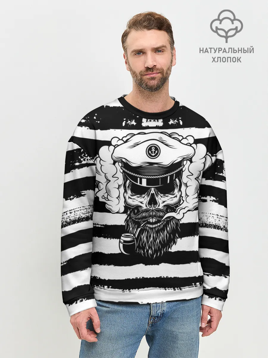 Мужской свитшот базовый / ТЕЛЬНЯШКА ВМФ | ЧЕРЕП ФУРАЖКА